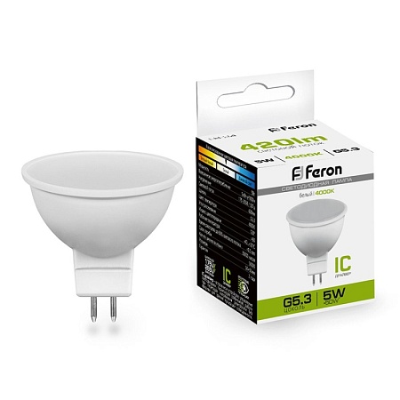 Лампа светодиодная Feron LB-24 MR16 G5.3 5W 175-265V 4000K - фото