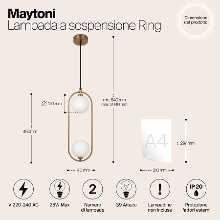 Подвесной светильник Maytoni Ring MOD013PL-02BS1 - фото