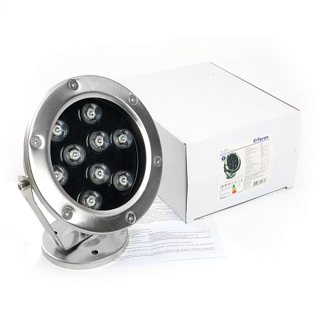 Светодиодный прожектор подводный Feron LL-824, 9W, AC/DC24V, низковольтный, 6400K, металлик, 143*75*170mm, IP68 - фото