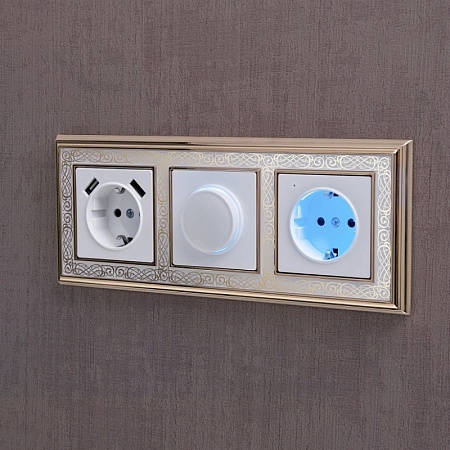 Розетка с заземлением и подсветкой белая WL01-10-03 - фото