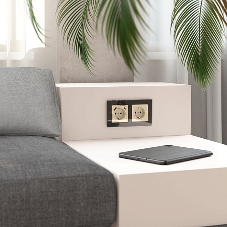 W1171143/ Розетка с заземлением и шторками (айвори акрил) W1171143 - фото
