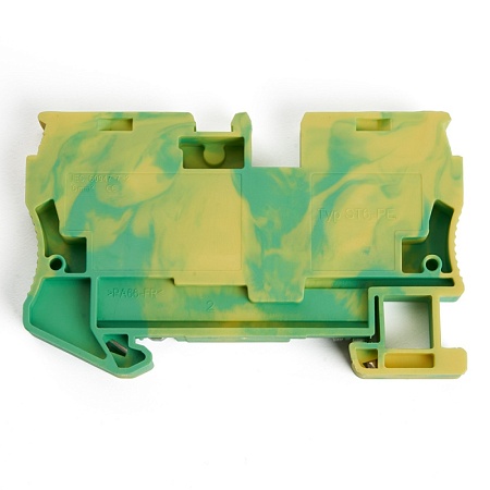 Зажим пружинный, 2-проводной проходной ЗНИ - 4,0 (JXB ST 4), желтый, зеленый STEKKER - фото