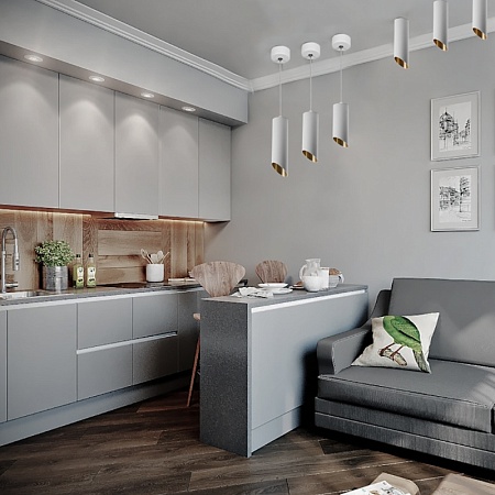 Светильник потолочный Feron ML1828 на подвесе  MR16 35W 230V, белый, золото 55*200 - фото