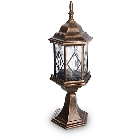 Светильник садово-парковый Feron PL124 шестигранный на постамент 60W E27 230V, черное золото - фото