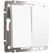 Выключатель двухклавишный с самовозвратом белый матовый W1122461