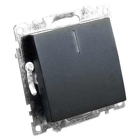 Выключатель 1-клавишный c индикатором (механизм) STEKKER GLS10-7101-05, 250В, 10А, серия Катрин, черный - фото