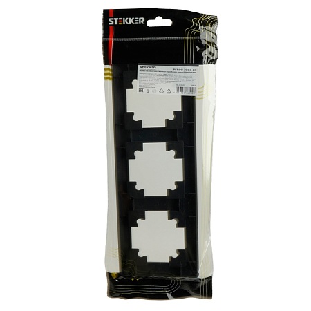 Рамка STEKKER, PFR00-7003-05 3-местная, пластик, серия Катрин, черный - фото