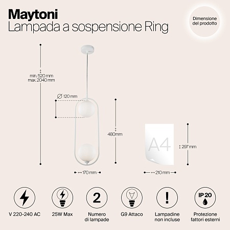 Подвесной светильник Maytoni Ring MOD013PL-02W - фото