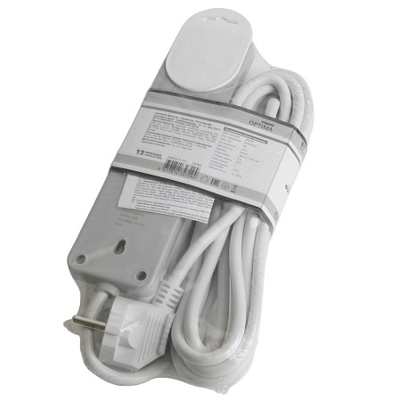 Сетевой фильтр 3-местный с/з STEKKER HM20-31-05 3x1мм2, 5 м, серия Optima, белый - фото