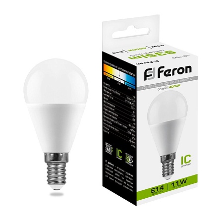 Лампа светодиодная Feron LB-750 Шарик E14 11W 175-265V 4000K - фото