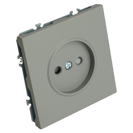 Розетка 1-местная с защитной шторкой (механизм), STEKKER, б/з, 250В, 16А, серия Эмили, RST16-5109-10, платиново-серый, soft touch - фото