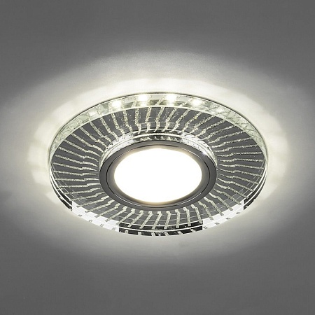 Светильник встраиваемый с LED подсветкой Feron CD979 потолочный MR16 G5.3 прозрачный, хром - фото