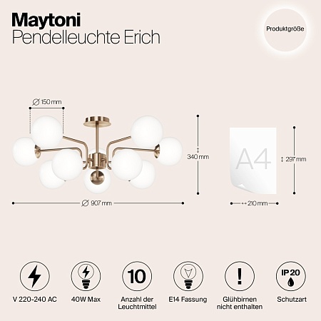 Подвесной светильник Maytoni Erich MOD221PL-10G - фото