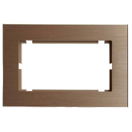 Рамка 2-местная (без перемычки), металл, STEKKER, MFR00-7012-02, серия Катрин, шампань - фото