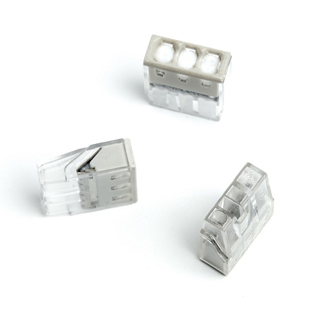 Клемма монтажная 3-проводная с пастой STEKKER  для 1-жильного проводника, LD2273-243 (5 штук в упаковке) - фото