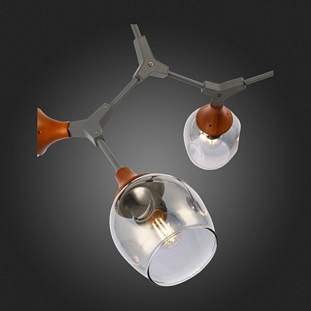 Светильник потолочный Серый, Темное дерево/Зеркальный E27 5*60W SLE113402-05 - фото