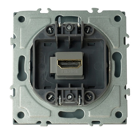 Розетка HDMI 2.0 Type A (механизм), серия Эмили, STEKKER, RST00-5118-10, платиново-серый, soft touch - фото