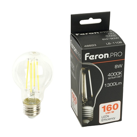Лампа светодиодная Feron.PRO LB-1108 Шар E27 1300LM 8W 175-265V 4000K - фото