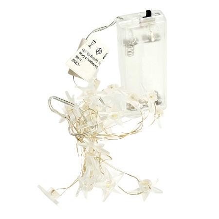 Светодиодная гирлянда Feron CL589 линейная Звездочки на проволоке, 5000К, с питанием от батареек, прозрачный шнур 2.3м - фото