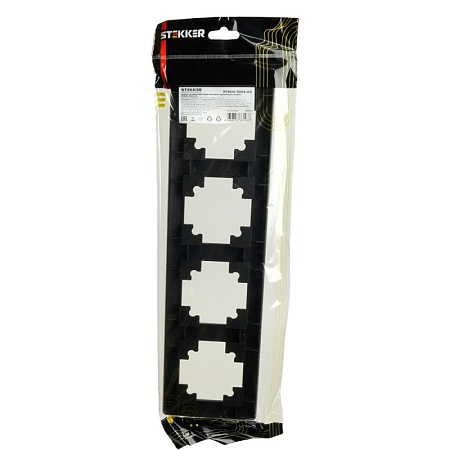 Рамка STEKKER, PFR00-7004-05 4-местная, пластик, серия Катрин, черный - фото