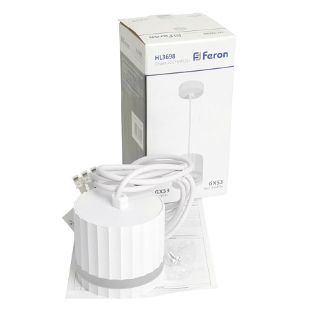 Светильник потолочный Feron Barrel HL3698 OLYMPUS levitation 12W, 230V, GX53, белый, на подвесе 1,7 м - фото