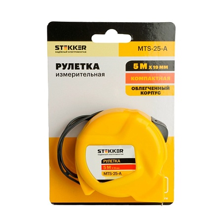 Рулетка, 5 м х 19 мм, II класс точности, пластик MTS-25-А - фото