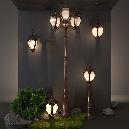 Уличный светильник на столбе Andromeda F/3 черное золото IP44 GLYF-8024F/3 черное золото Elektrostandard - фото