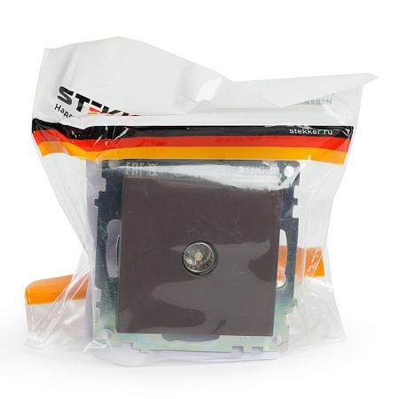 Розетка телевизионная 1-местная (механизм), STEKKER GLS00-7108-05, 75 Ом, 5-862МГц, серия Катрин, черный - фото