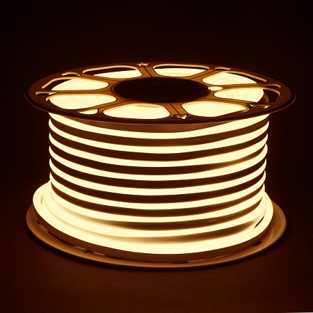Светодиодный гибкий неон 220 В 9.6 Вт/м 120 Led/м 2835 IP67, односторонний теплый белый 3300 K, 50 м Гибкий неон 220V 9,6W 120Led 2835 IP67 односторонний теплый белый, 50 м Elektrostandard - фото