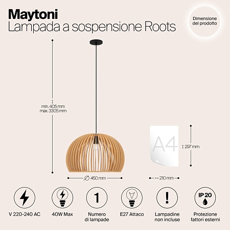 Подвесной светильник Maytoni Roots MOD195PL-01W1 - фото