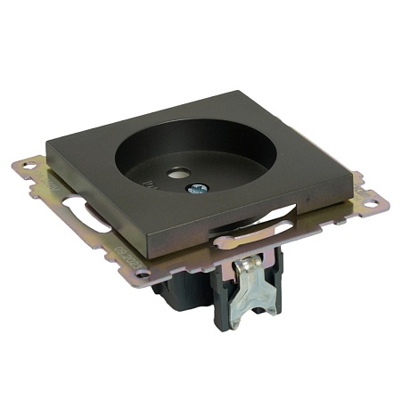 Розетка 1-местная с защитной шторкой (механизм) б/з, 250В, 10А, серия Катрин, графит, GLS10-7109-06 - фото