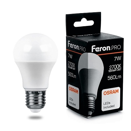 Лампа светодиодная Feron.PRO LB-1007 Шар E27 7W 175-265V 2700K - фото