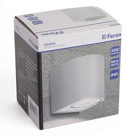 Светильник садово-парковый Feron DH014,на стену, GU10 230V, белый - фото