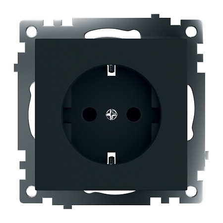 Розетка 1-местная с/з (механизм), STEKKER GLS16-7110-05, 250В, 16А с защитной шторкой, серия Катрин, черный - фото