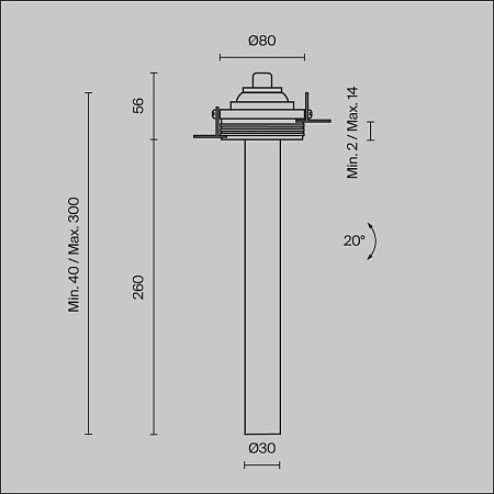Встраиваемый светильник Technical Focus T C140TRS-L300-7W3K-W - фото