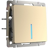 Выключатель одноклавишный с подсветкой шампань WL11-SW-1G-LED