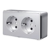 Розетка двойная с заземлением Gallant серебряный W5072106