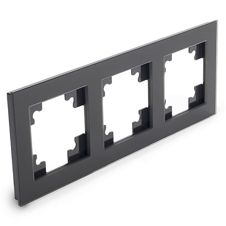 Рамка 2-местная горизонтальная STEKKER, PFR00-9002-03, серия Эрна, черный - фото