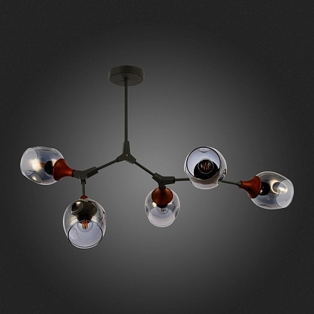 Светильник потолочный Серый, Темное дерево/Зеркальный E27 5*60W SLE113402-05 - фото