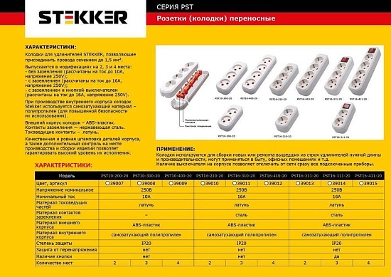 Розетка STEKKER PST10-300-20 39008 - фото