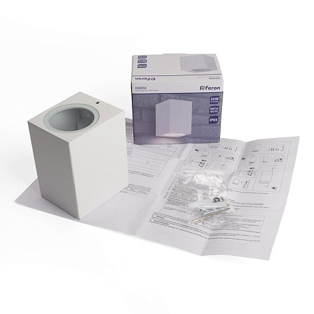 Светильник садово-парковый Feron DH050,на стену, GU10 230V, белый - фото