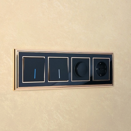 Выключатель одноклавишный  с подсветкой черный матовый WL08-SW-1G-LED - фото