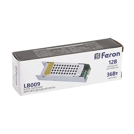 Трансформатор электронный для светодиодной ленты 36W 12V (драйвер), LB009 FERON - фото