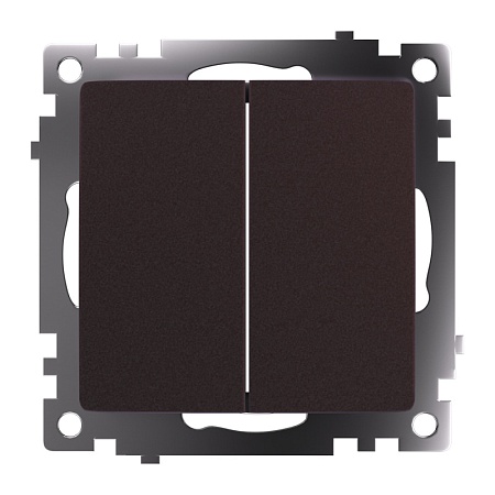 Выключатель 2-клавишный (механизм), STEKKER GLS10-7104-04, 250V, 10А, серия Катрин, шоколад - фото