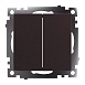 Выключатель 2-клавишный (механизм), STEKKER GLS10-7104-04, 250V, 10А, серия Катрин, шоколад - фото