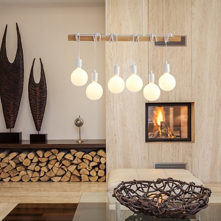 Светильник подвесной Белый, Светлое дерево E27 6*60W SL1142.503.06 - фото