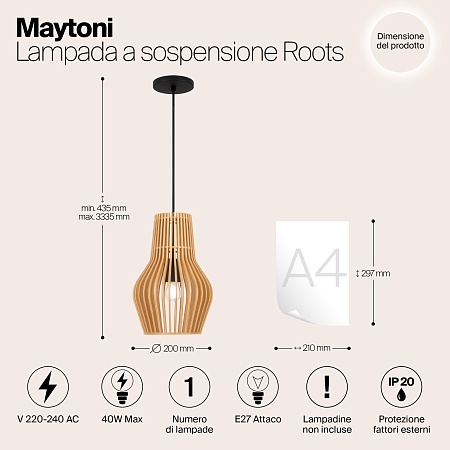 Подвесной светильник Maytoni Roots MOD191PL-01W - фото