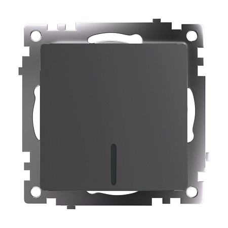 Выключатель 1-клавишный c индикатором (механизм), 250В, 10А, серия Катрин, графит, GLS10-7101-06 - фото