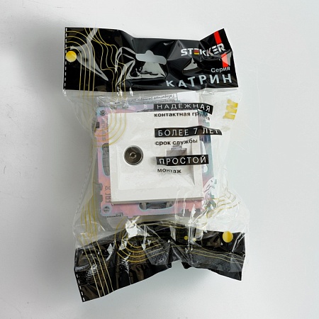 Розетка телевизионная 1-местная (механизм), STEKKER GLS00-7106-01, 75 Ом, 5-862МГц, серия Катрин, белый - фото