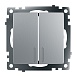 Выключатель 2-клавишный c индикатором (механизм), STEKKER GLS10-7102-03, 250В, 10А, серия Катрин, серебро - фото